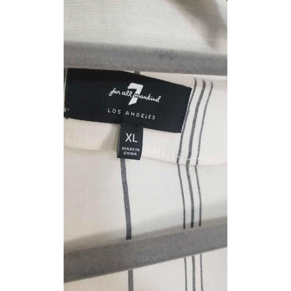 7 For All Mankind Part Linen Ruffle Hem Natural Stripe Dress Size XL - Picture 2 of 7